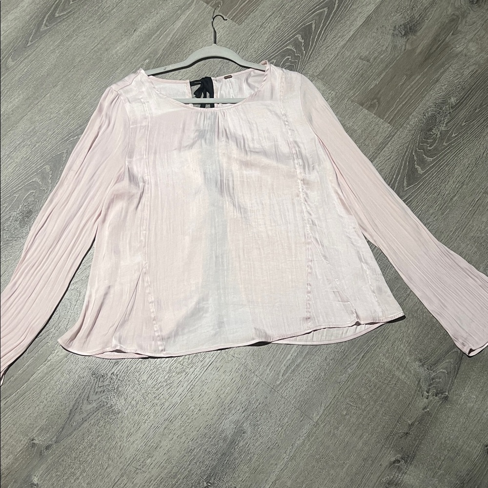 Free People Pink Arabella Tie Back Satin Blouse - Picture 8 of 14